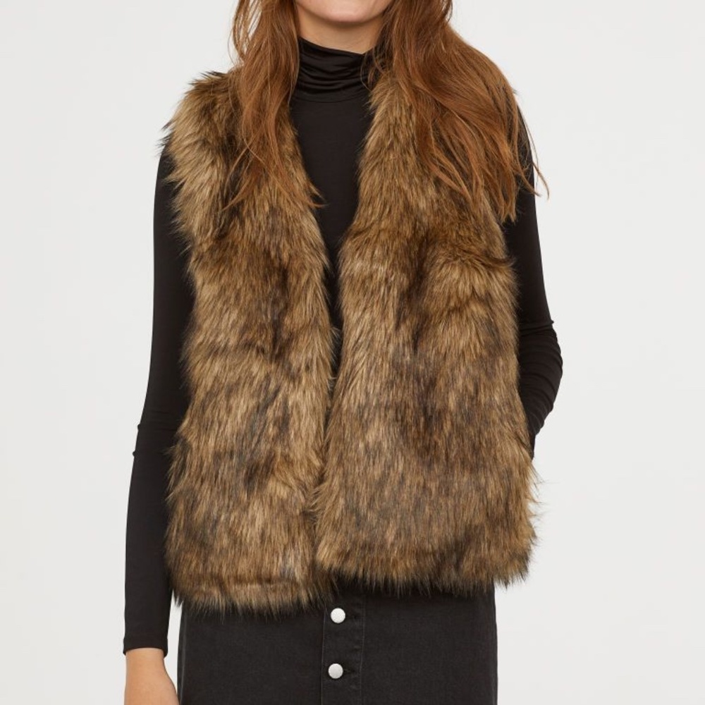 H&M Brown Faux Fur Vest